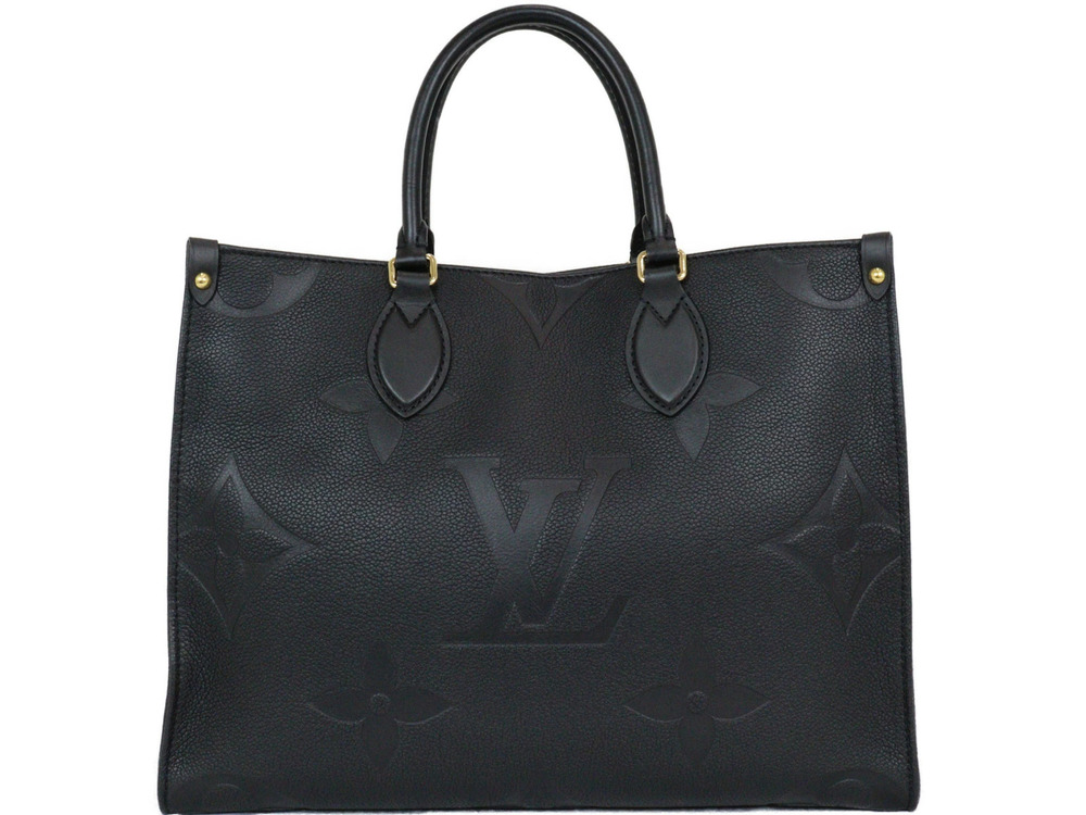 Louis Vuitton OnTheGo Monogram Empreinte Shoulder Tote Black Bag Noir